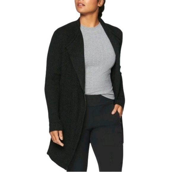 ATHLETA Sentinel Wrap Wool Knit Asymmetrical Zip Cardigan Sweater Jacket - Picture 1 of 11